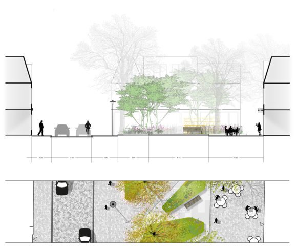 Klein Neude: De pocket parkjes zijn als oases in de drukte met prachtige siergrassen, meerstammige bomen en herfsttinten.