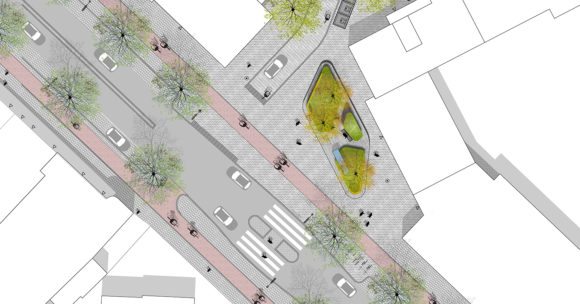 Ludgerusplein: Ook hier streven we ernaar om een leefbaar plein te creëren als scharnierpunt tussen de levendige straat (ASW) en de achterliggende woonwijken.