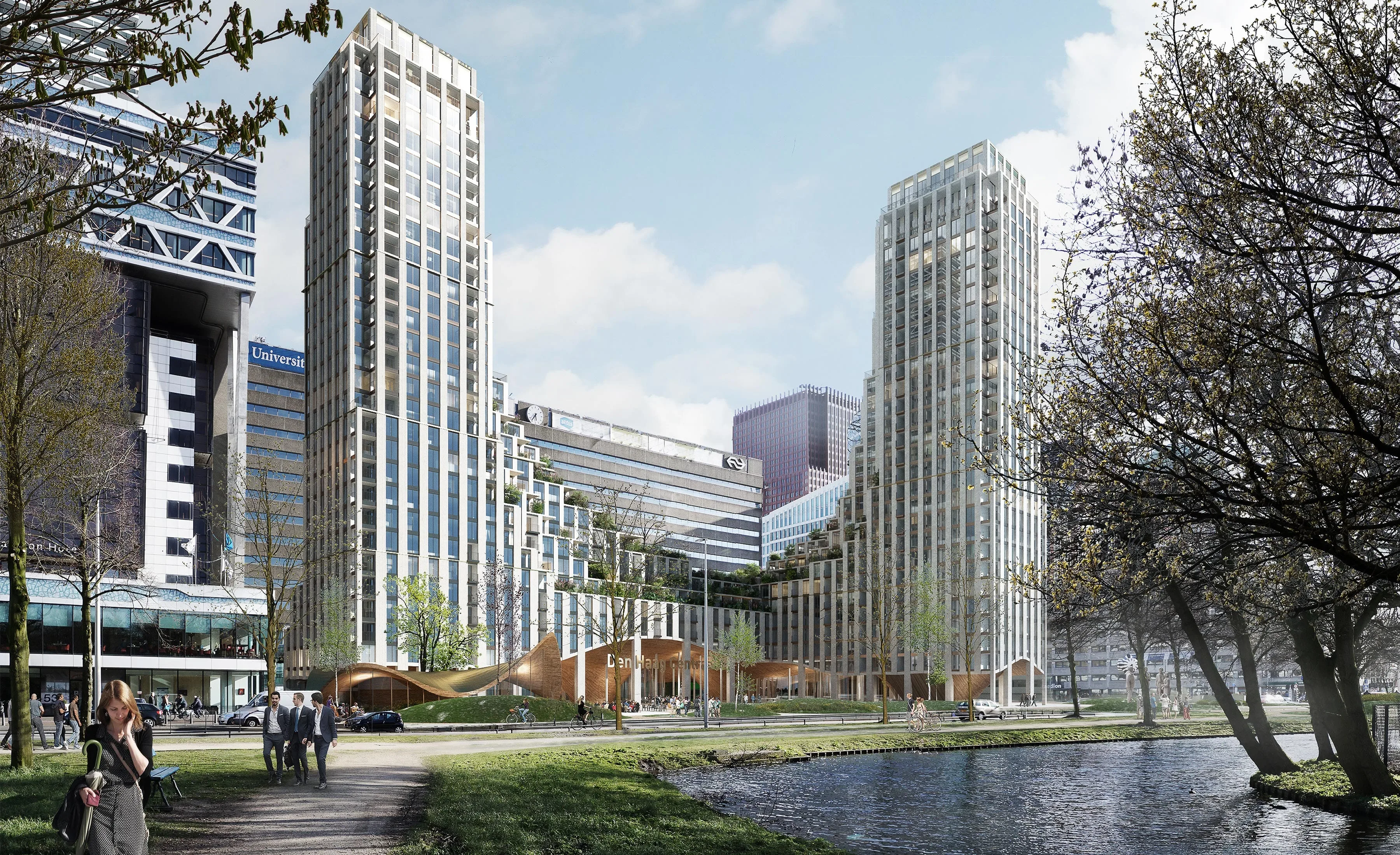 Zicht vanuit de Koekamp op KJ-Plein