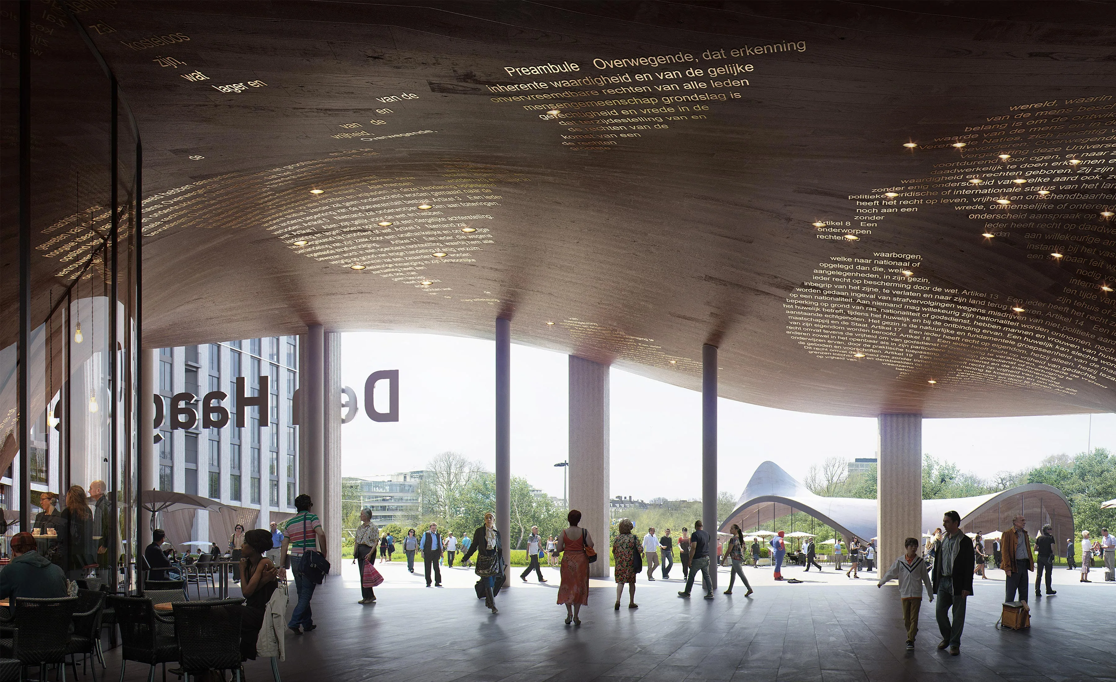 Zicht op plein en Koekamp vanuit de nieuwe Stadshal